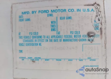 1984 Ford Econoline E250 Van z USA, uszkodzony, nr VIN 1FTEE24Y9EHB03445